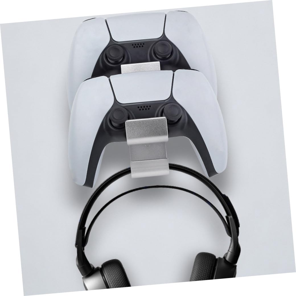 Kopfhörerhalterung Wandmontage Silber Kompakter Gamepad und Headset Ständer aus Langlebigem Material Universeller Halter für Controller und Headsets Praktische Aufbewahrung
