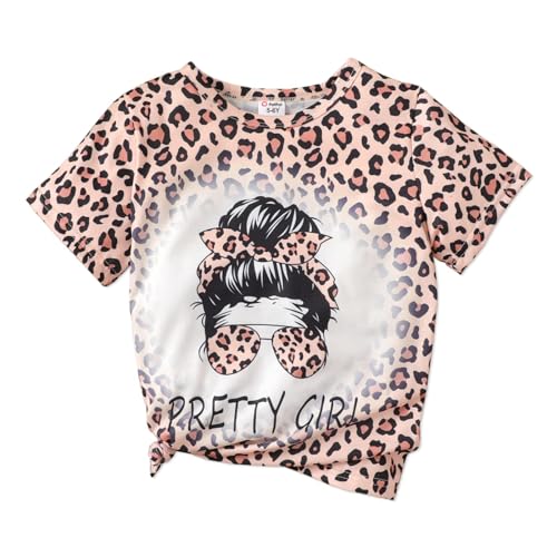 PATPAT Girls Crewneck Short Sleeve Graphic Tees Animal Print Shirts Cute Summer Outfits 5-12 Years