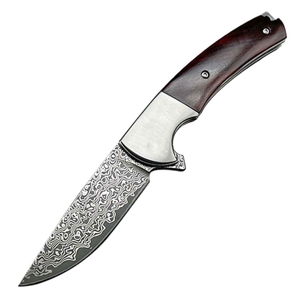 Joa Taschenmesser Damast Sammeln Klappmesser Robust Aus Damaszener Damaststahl holzgriff Sandholz