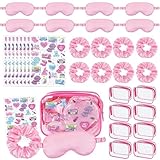 YLOLUL 24 piezas de suministros para fiesta de pijamas de spa, recuerdo de fiesta de maquillaje con coleteros de cabello,...