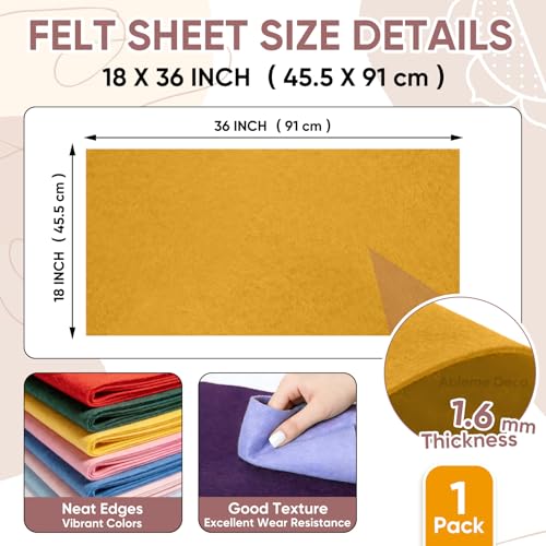 Image of Soft Felt Fabric Sheet 18 inch x 36 inch, 1.6mm Acrylic Craft Felt, Gold | Soft Thick Felt by The Yard, Large Precut Sheet, Nonwoven Fabric for Sewing DIY Crafts, Classroom & Home Decor