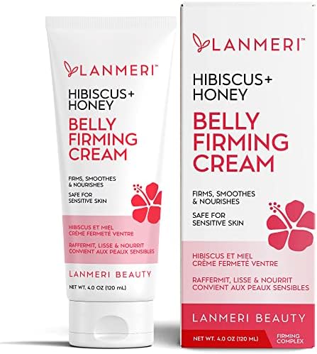 Lanmeri Hibiscus and Honey B Flat Belly Firming Cream - Skin Tightening Cream for Cellulite - Skin Care Moisturizing Firming Lotion for Belly, Arms, Thighs and Butt - Formulated with Hibiscus, Honey and Other Natural Ingredients, 120ML