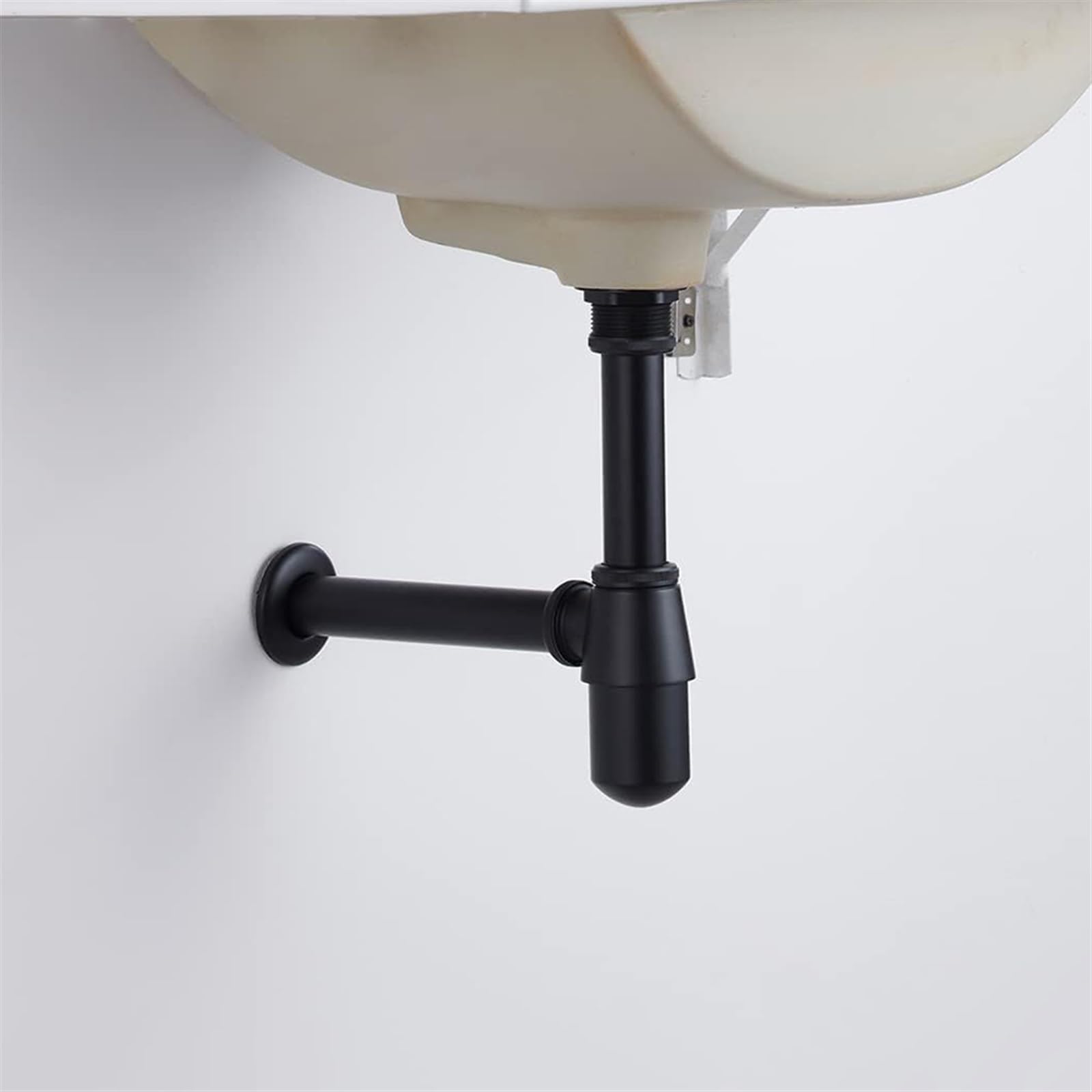 Sifone per Lavello Scarico a Parete for lavabo da Bagno P-Trap Regolabile 1-1/4 sifone for Bottiglia Scarico Regolabile for lavabo.(Black)
