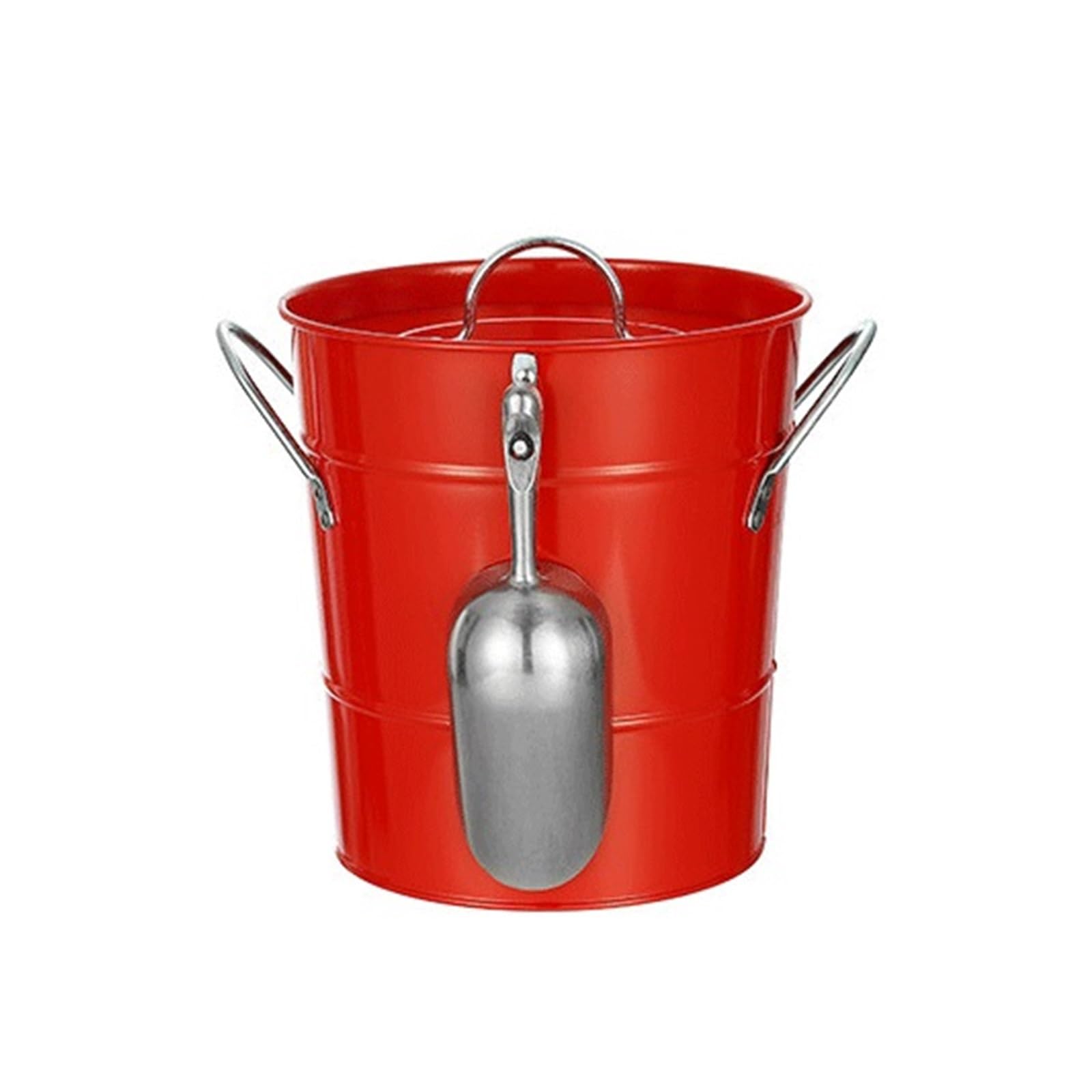 zhangrui1888 Ice Bucket Stainless Steel Ice Bucket with Lid Portable Ice & Beverage Bucket(Red)