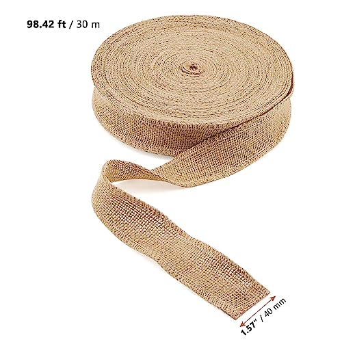 LEXININ 4cm x 30m Hessian Ribbon Roll, Jute Burlap Ribbon Roll, Brown Linen Hessian Tape for DIY Craft - Image 2