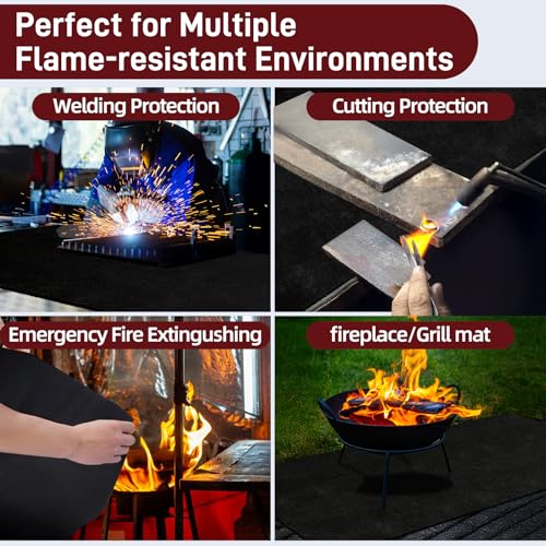 Image of Large 40x40Inch Welding Blanket Pad Fireproof Flame Retardant Fabric for Stove Wick | 5mm Thick Carbon Felt Heat Resistant Mat for Industrial, Smoker, Soldering, Firepit, Grill & Welding Applications