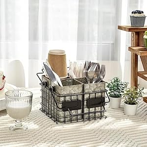 Galvanized Utensil CaddyGalvanized utensil holderFlatware Cutlery Caddy Countertop Silverware Holdervintage 4 Compartment Flatware Caddy With Handle Perfect