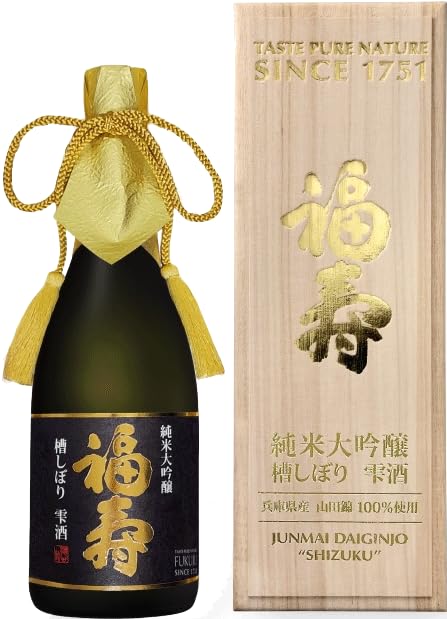 【未開封　木箱入り】 福寿（ふくじゅ） 純米大吟醸 槽しぼり 雫酒 720ml Amazon.co.jp: 福寿 純米大吟醸 槽しぼり 雫酒 720ml : 食品・飲料・お酒