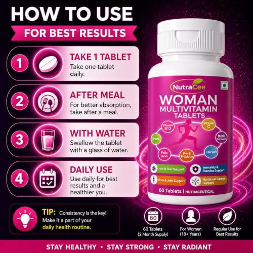 Image of Women's Wellness Combo | Women Multivitamin Tablets (60 Tablets) + Omega 3 Fish Oil Capsules (60 Softgels) | EPA DHA, Vitamins, Minerals, Biotin & Folic Acid | Immunity, Hair, Skin, Heart & Brain Support