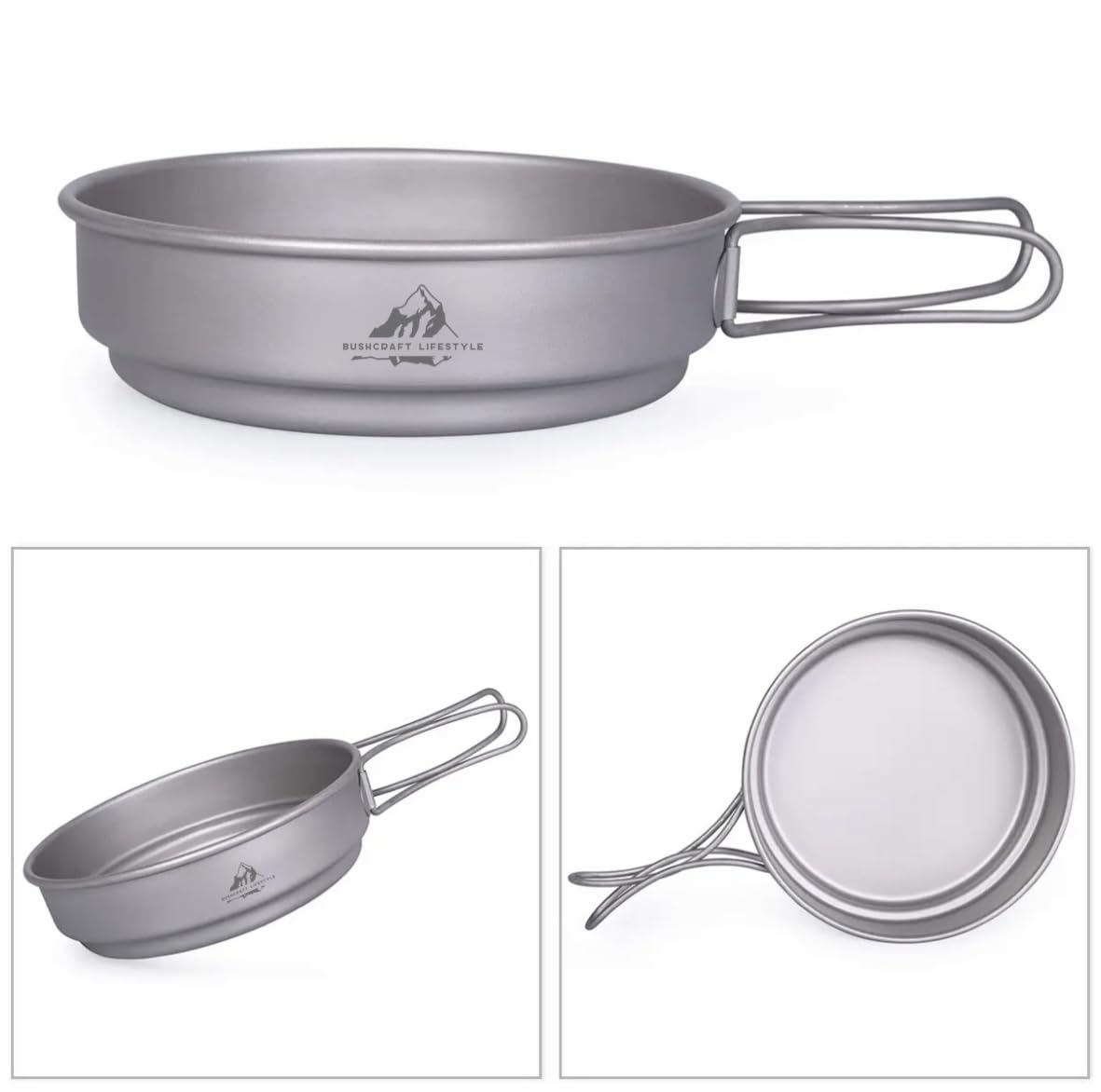 Tasse de Camping Ultra léger et Résistant en Titane avec Couvercle et Sac (1080+500 ML)