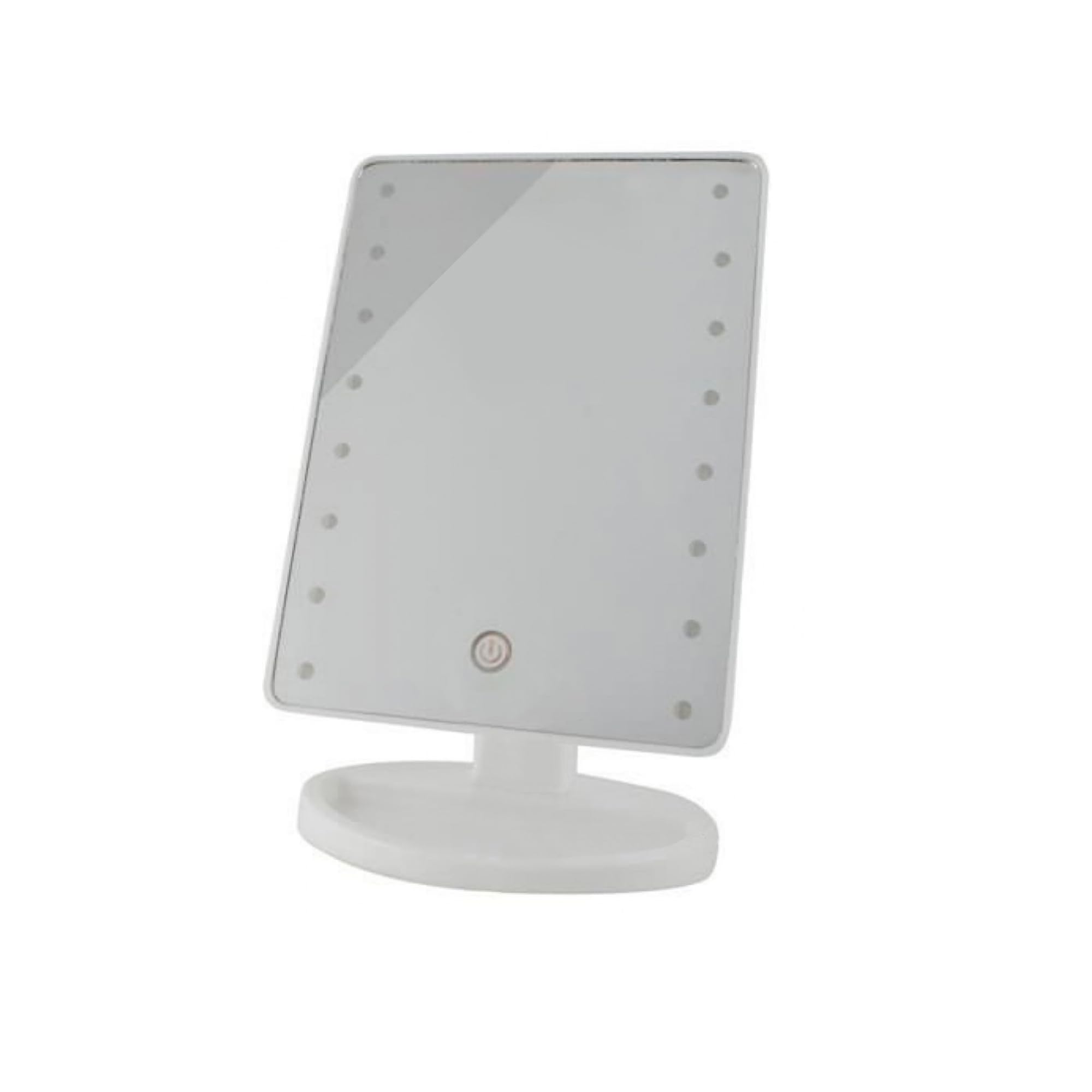 GEIFER Espejo Maquillaje con Iluminación de Mesa. Ideal para Maquillarse Espejo para Maquillaje con Luz 16 led Tratamientos Belleza, Barba (Blanco)
