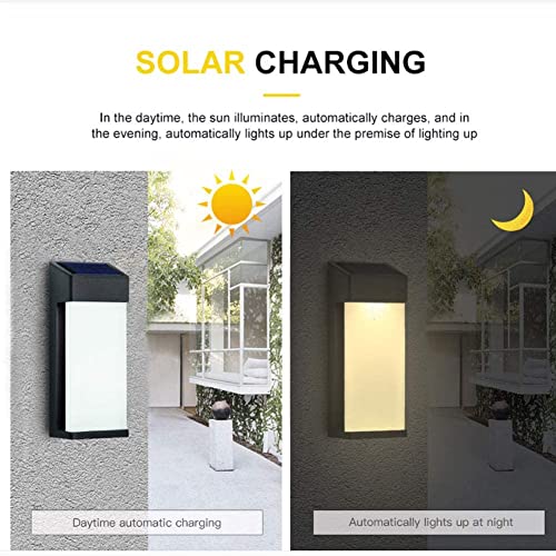 Lampe solaire extérieur rectangulaire luminaire mural LED jardin noir - 7