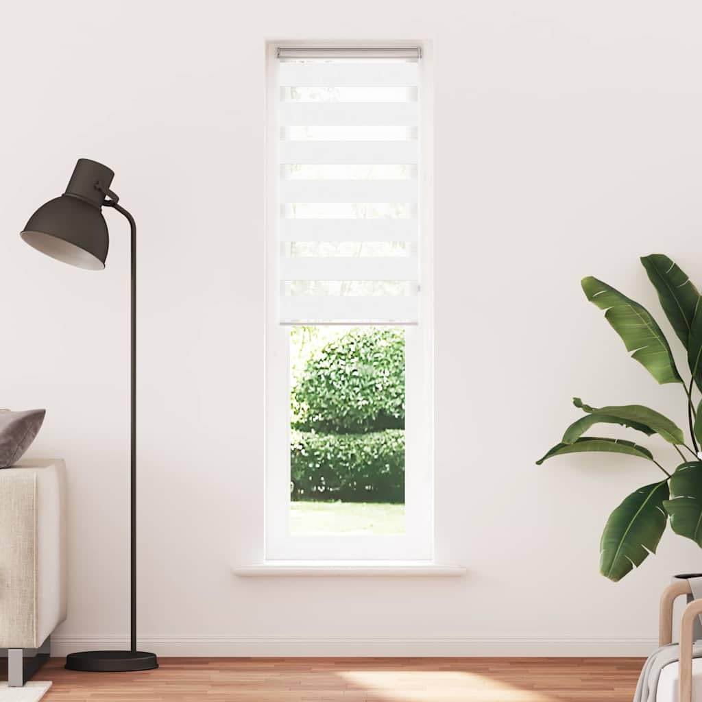 Store Enrouleur Zébré Jour Nuit Blanc 65 x 230 cm - Rideau Double Couche avec Tissu 60,9 cm et Rail en Aluminium - Montage sans Perçage ou avec Vis pour Salon Chambre et Bureau