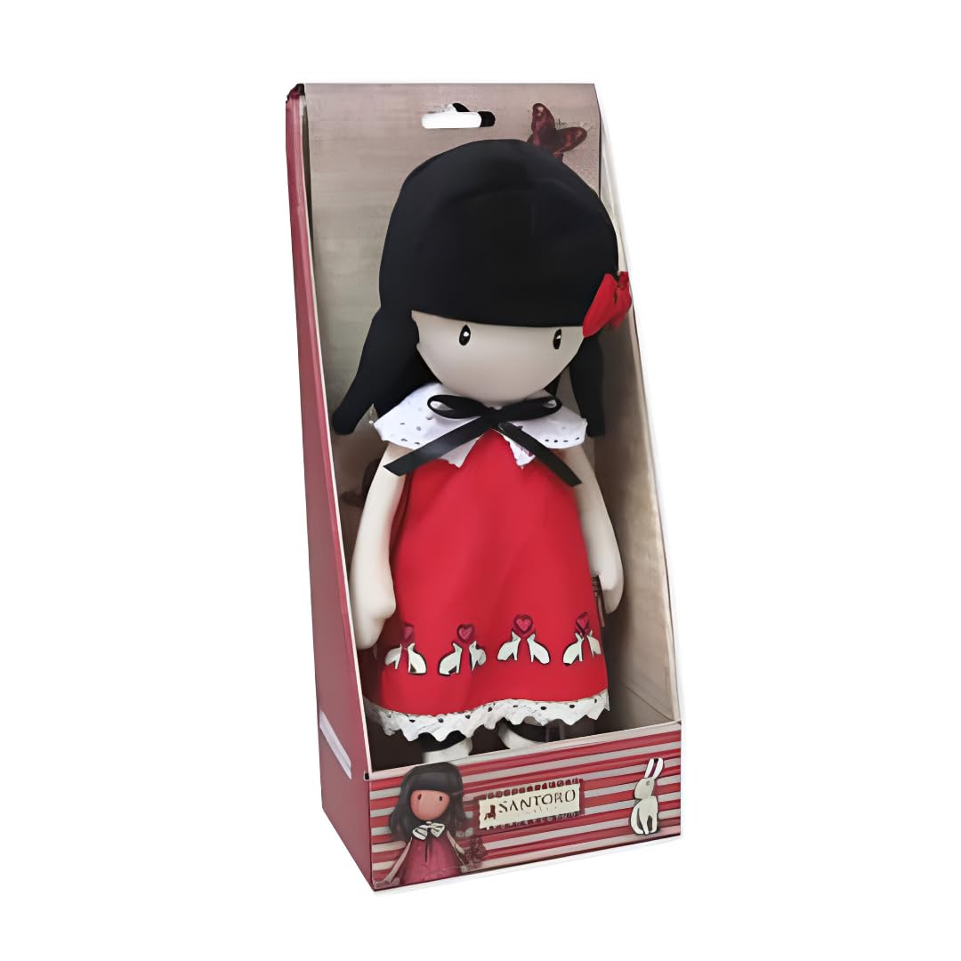 Gorjuss Muñeca de Trapo Original 30 cm – Muñeca de Tela Coleccionable Santoro London – Regalo Infantil, Decoración y Colección (Rojo)