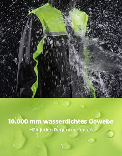 KEMIMOTO Regenanzug für Herren, Wasserdichter Reflektierender Regenmantel, Atmungsaktiv Regenbekleidung Regenjacke für Camping, Wandern, Reisen, Radfahren
