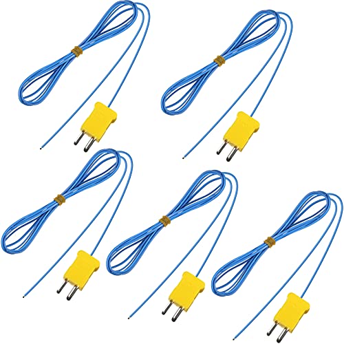 Image of 2 Meter K-Type Temperature Sensor Mini-Connector Probe Sensor Temperature Sensors Measure Range -40 to 400 Degrees Celsius (-104 to 752 Degrees Fahrenheit) for Thermocouple Sensors(5 Pieces)