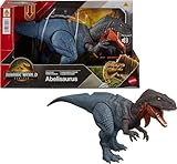 Mattel Jurassic World Rebirth Wild Roar Dinosaur Toy, Abelisaurus Posable Figure, Tail-Controlled Chomp Multi-Direction Attack & Sound, Digital Play
