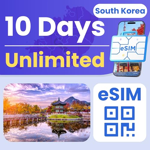 Image of eSIM Cards for International Travel Prepaid Data, Compatible with Unlocked Smartphones, 4G LTE 5G, Hotspot Supported, Instant Activation in 10 Minutes (Korea 15GB / 5 Days)