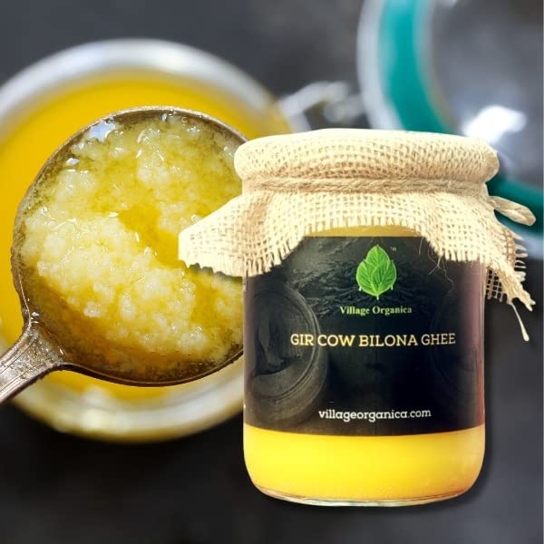 Image of Village-Organica A2 Gir Cow Ghee, 250ml | Traditional Bilona Method | Grass-Fed Desi Gir Cow Milk | Pure, Nutritious & Premium Glass Bottle Packaging | A2 Ghee Bilona Method