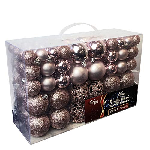 Wohaga - Set di palline di Natale da 100 pezzi, colore: rosa