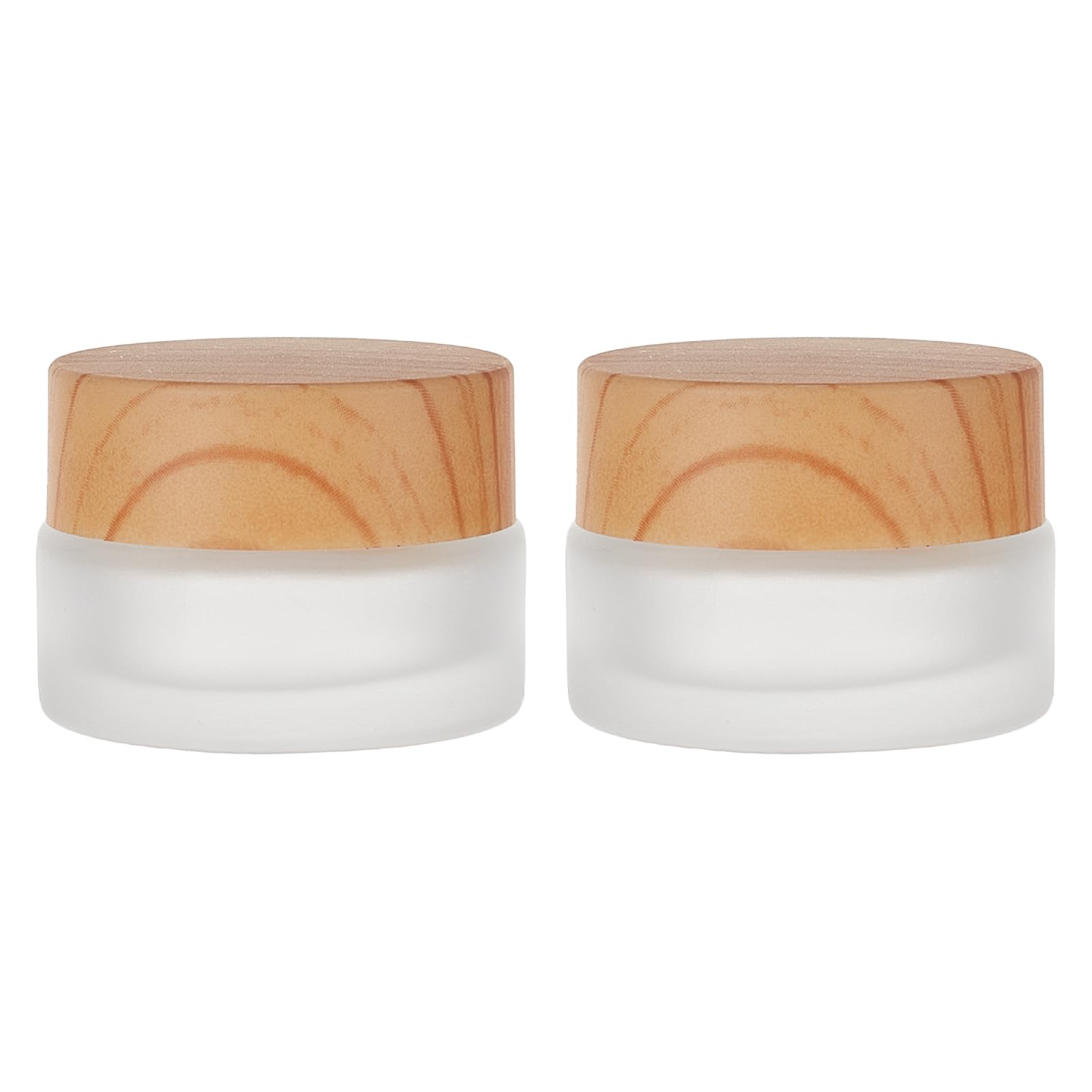 NICENEEDED 2 PCS 0 17oz 5ml Empty Frosted Glass Jar with Bamboo lids Small Sample Round Cosmetic Dispenser