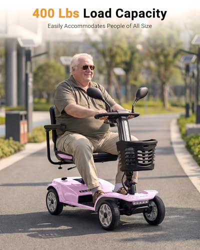 Image of Heavy Duty Mobility Scooter 400 LB Capacity, Electric Scooter for Adults with Adjustable Seat, Powered Mobility Scooters for Seniors, 20 Mile Range