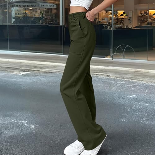 Pants for Women Trendy Straight Leg High Waisted Casual Pants Loose Fit Comfy Trousers for Work Travel Hiking4