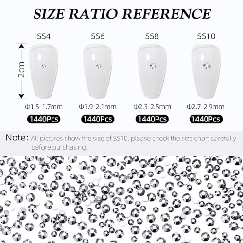 Image of Black hematite Flatback Rhinestones, Glass Rhinestones for Nail Art and Craft, Glue Fix, Loose Crystal Gemstones(Black hematite, SS6, 1440pcs, 1.9-2.0mm)