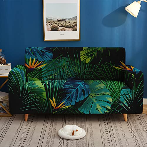 Hosima Tropical Green Sofa Covers For 3 Cushion Couch,Banana Leaves Large Sofa Slipcover,Plants Pattern Printed Sofa Covers,Living Room Stretch Couch Covers For 3 Seater Furniture Covers #TOP3