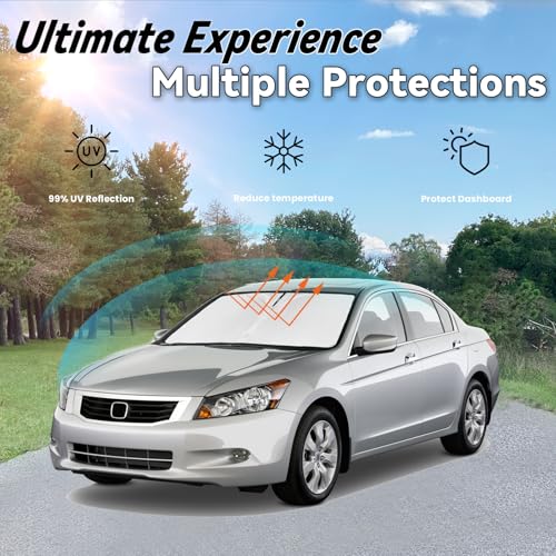 Image of Windshield Sun Shade for Honda Accord 2008-2012, Car Front Window Sunshade with 240T Sun Visor Protector Blocks UV Rays Heat Sun Shield Accessories