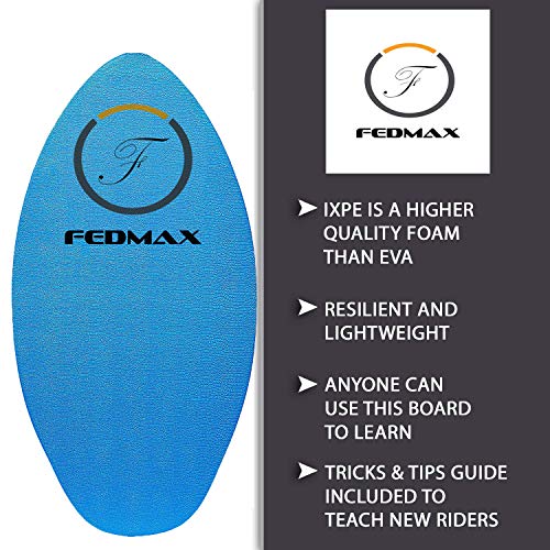 Wood Skimboard with IXPE Foam Traction, No Wax Needed | Red, 30\" (Up to 120bs.) | Skim Board for Kids/Adults.