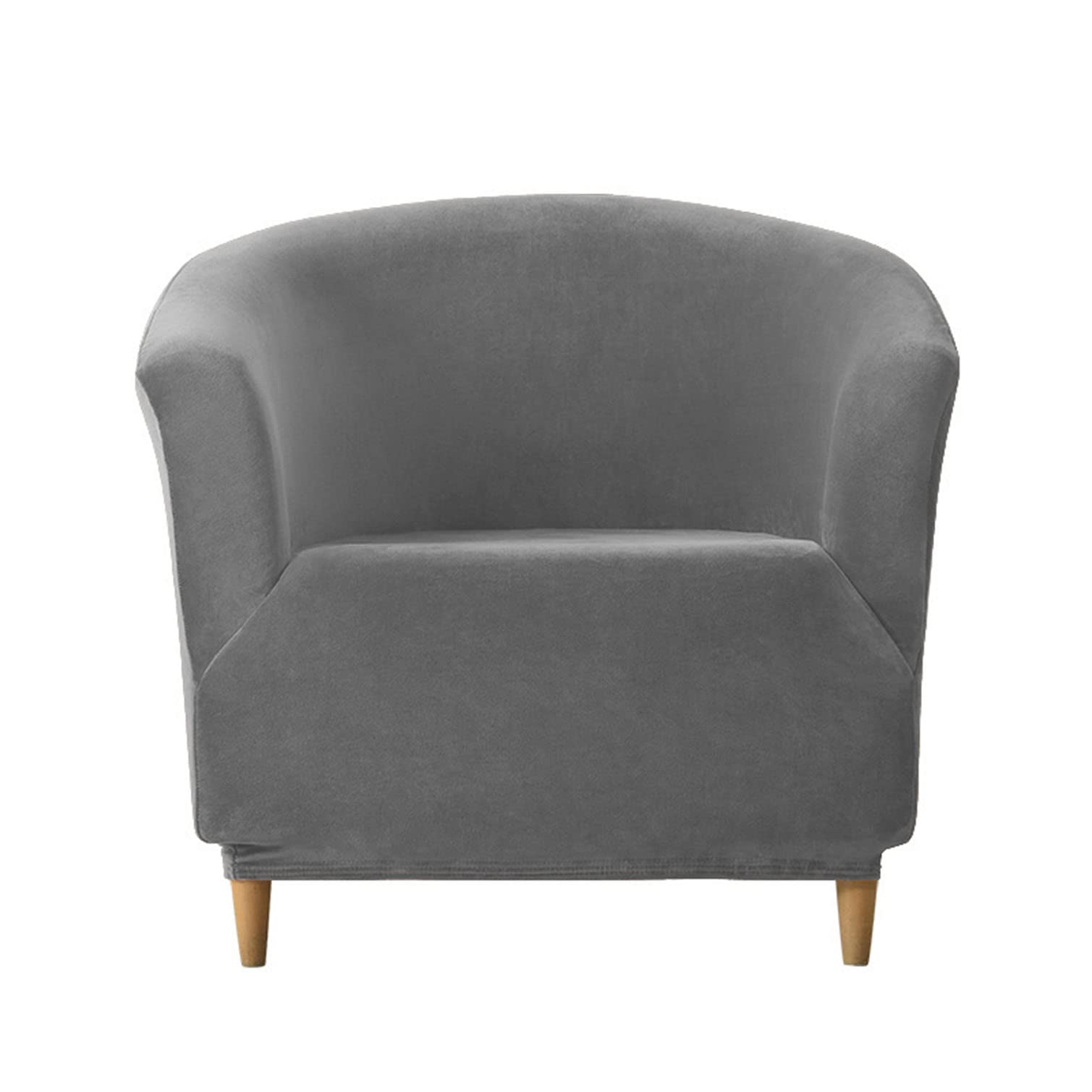 YOPOIY Luxurious Velvet Tub Chair Slipcover, 1 Piece Club Chair Slipcover Non Slip Barrel Chair Cover High Stretch Soft Furniture Protector -dark grey