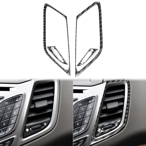 Auto Central Air Vent Decoration Frame Sticker Real Carbon Fiber Interior Trim Compatible with Ford Fiesta 2011 2012 2013 2014 2015 2016 2017 2018 2019 Accessories Black - Kit