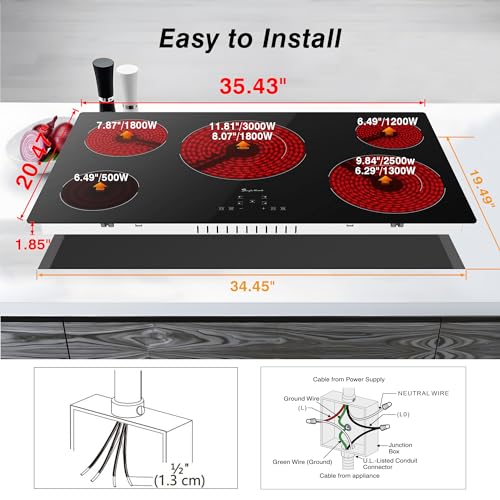 Singlehomie SCM469R1 Electric Cooktop 36 Inch 5 Burners thumb #4