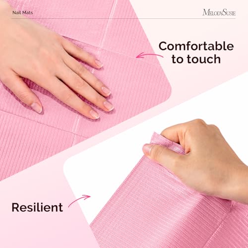 Image of MelodySusie Disposable Nail Mats, 125Pcs 3-Ply Absorbent Nail Art Table Pads with PE Backing, 18 inch x 13 inch Nail Desk Protection for Manicure Pedicure, Salon Home DIY Pink