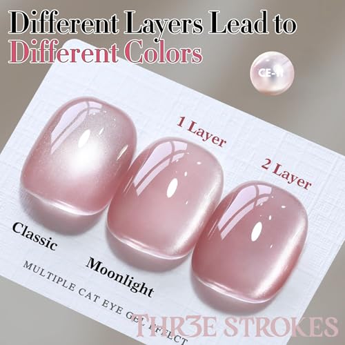 Image of THR3E STROKES 9D Glitter Cat Eye Magnetic Nail Polish Gel Art Manicure DIY at Home Soak Off UV Gel 7.5ML (CE11, 7.5ML)