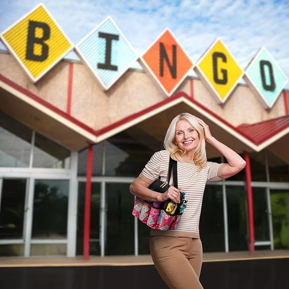 Bolso Tote Grande Negro I Love Bingo con 10 Bolsillos miniatura 2