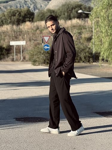 Image of Deyeek Men's Fleece Lined Sweatpants Open Bottom Straight Leg Sweat Pants for Mens Loose Fit Joggers Sweatpants with Pockets
