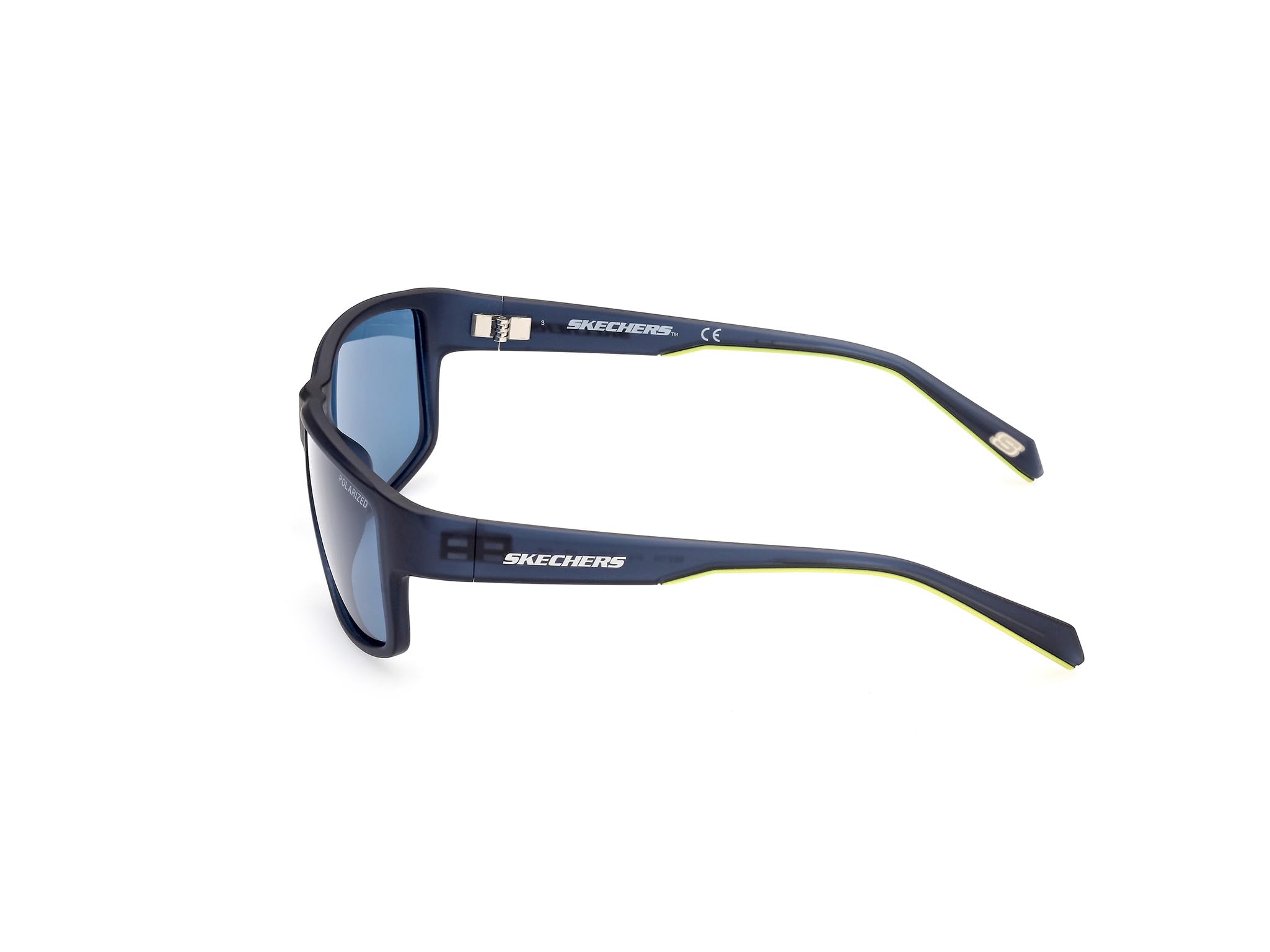Skechers SE6159 Gafas de Sol para Hombre, Gafas de Sol Ligeras y Casual, Lentes Rectangulares, Lentes Ahumadas Polarizadas, Azul Opaco