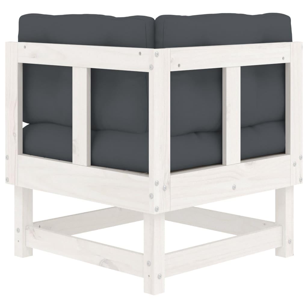 divanetto da esterno arredo giardino per esterno set giardino esterno salottino da giardino esternoDivani Angolari con Cuscini 2 pz Legno Massello di Pino BiancoIdeale per patio, bordo piscina