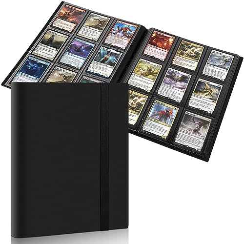 Tioplior Trading Card Binder 9 Pocket Card Album Folder Card Collection Binder with 360 Side Loading Pocket Card Book Fit for MTG Baseball Football Sports Card Play Cards(Black new 360 Pockets)