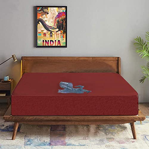 Image of Trance Cotton Feel Terry 72 x 70 inch Ultra Soft Waterproof Mattress Protector | Breathable - Hypoallergenic Fitted Style Mattresses Cover (72x70 inch | 6x5.8 feet, Maroon - Pack of 1)