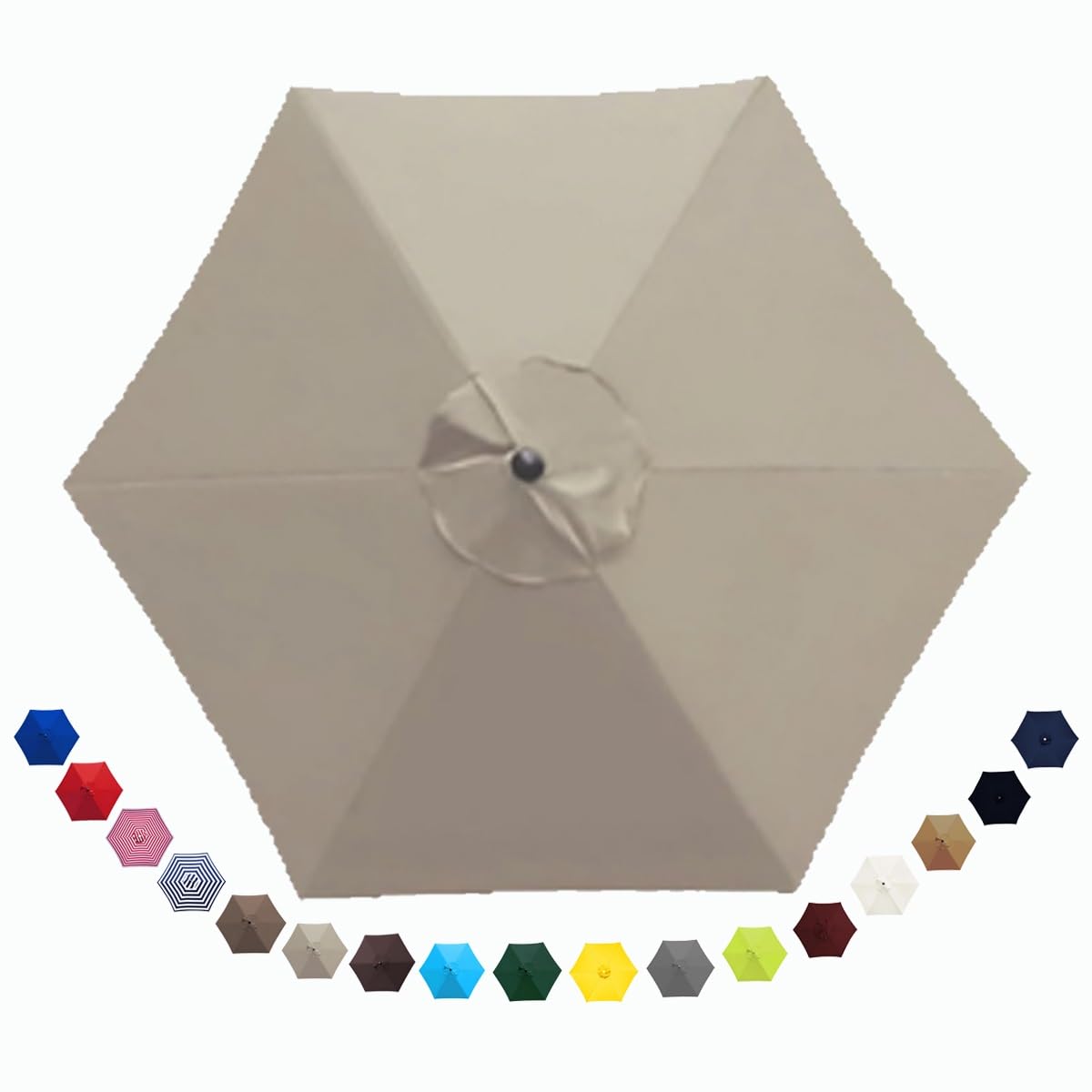 KXXZAAU 6.5ft 8.2ft 9ft 10ft Replacement Covers 6 Ribs Market Patio Umbrella Canopy Cover Outdoor Hanging Umbrella Replacement Top(Color:Top,Size:250cm/8.2FT)