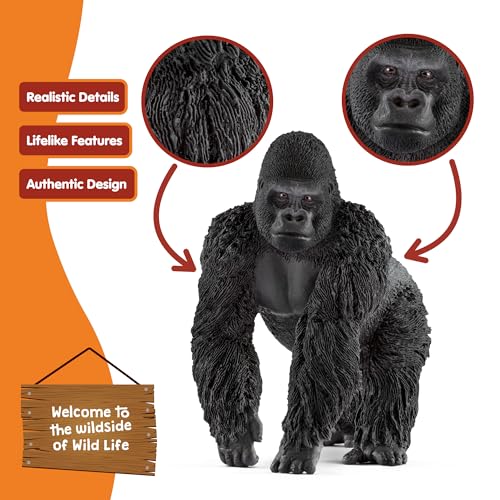 schleich WILD LIFE | Goryl samiec 14770 | szczegółowe figurki zwierząt | zabawka zoo | świetny prezent dla chłopców i dziewczynek | dekoracja na urodziny | figurka do zabawy od 3 lat | 10 x 6 x 8 cm