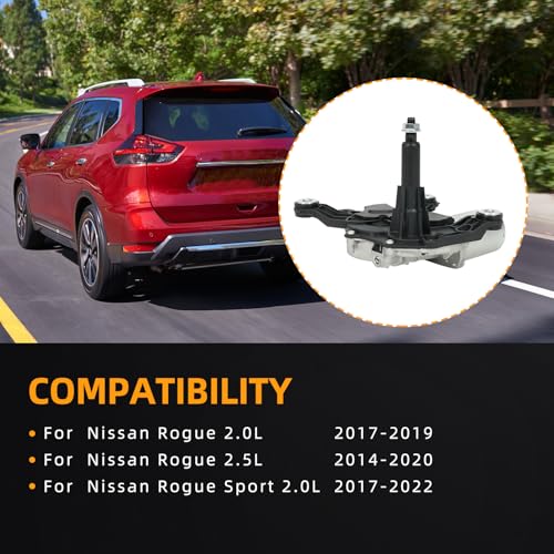 Image of Rear Liftgate Windshield Wiper Motor Compatible with Nissan Rogue 2.0L 2017-2019, Rogue 2.5L 2014-2020, Rogue Sport 2.0L 2017-2022 - Replace 28710-4BA0C with One Year Quality Assurance