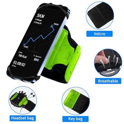 Support téléphone bras rotatif 360° vert pour smartphone 10-16,5 cm - 5