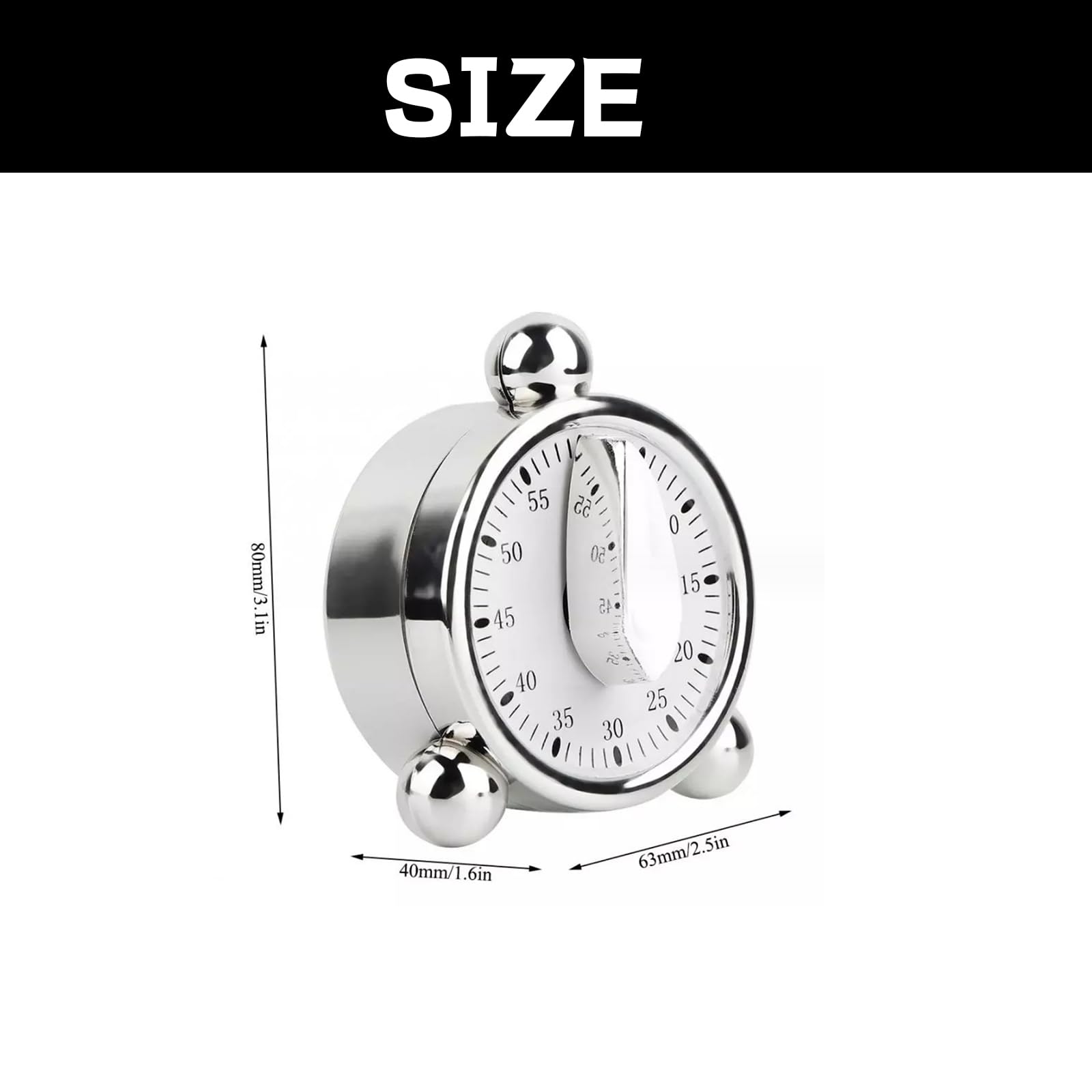 Kitchen Timers for Cooking Seniors 60 Minute Mechanical Kitchen Timer Loud Alarm Clock for Cooking Baking No Batteries Needed Visual Timer Ideal for Kitchen Management Precise Cooking Timing 1 Pack - Image 6