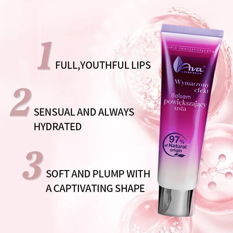 AVA Lip Recovery Lip Balm Enhancer with Peptides and Coconut Oil, Deep Repair, Smooths Lip Lines, Plumps Lips, Cherry 2 Pack