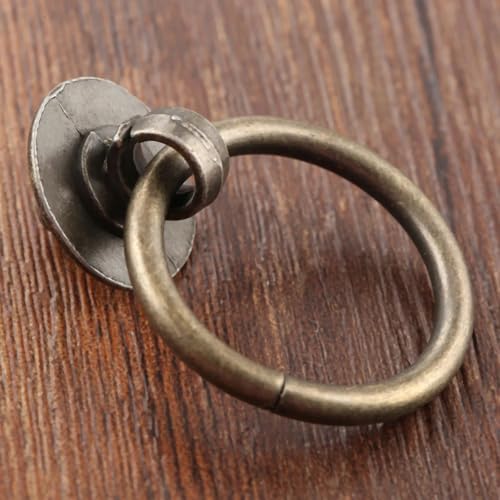 Tiradores vintage para muebles de cocina con aro móvil en tono bronce y diseño retro 5