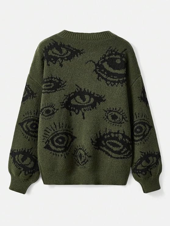 Oversized Crewneck Long Sleeve Sweaters Fashion Goth Grunge Punk Halloween Pattern 2025 Winter Sweater Pullover Tops2